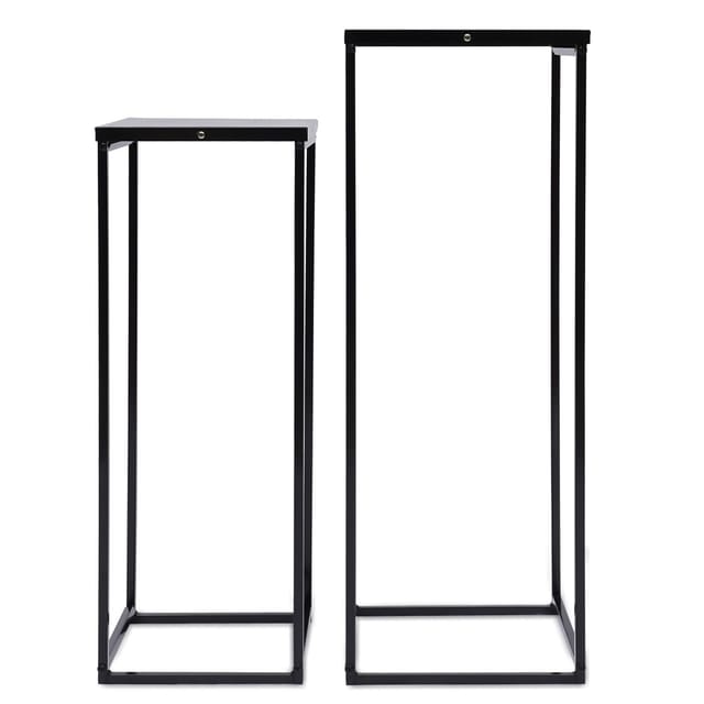 2er Pflanzenständer Deko Blumenhocker Pflanzenhocker Blumenständer 60/70cm Eckig Schwarz