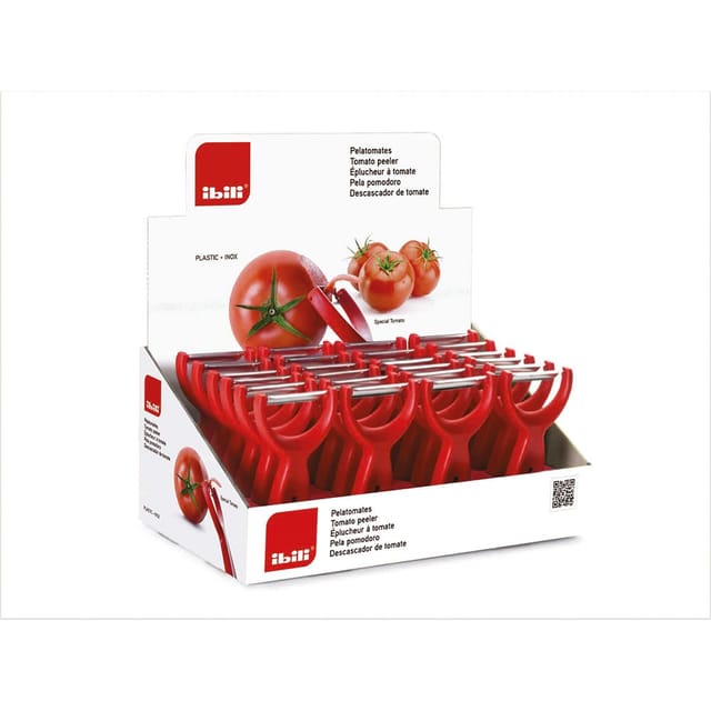 Tomatenschäler 15cm aus Edelstahl und rotem Kunststoff