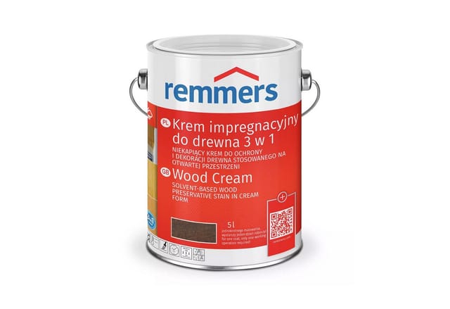 Remmers Holzschutz-Creme 3in1 palisander, 5 Liter, tropffreie Holzlasur für aussen, 3facher Holzschutz mit Imprägnierung + Grundierung + Lasur