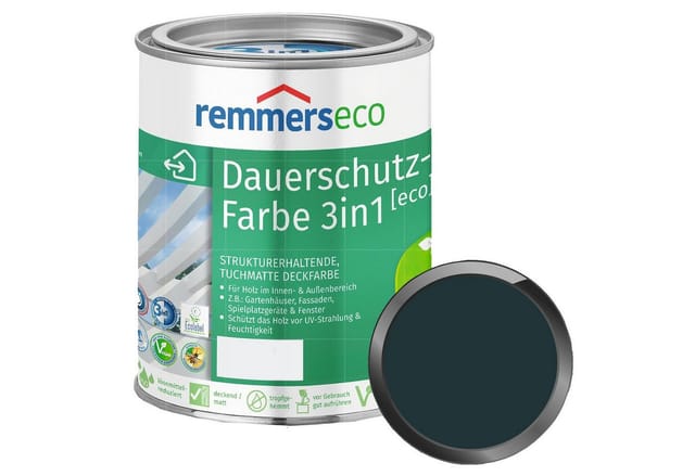 L-Farbe [eco] anthrazitgrau (ral 7016), 0,75 Liter, Öko Farbe für Holz innen und außen, mit 3fach Schutz, nachhaltig, umweltfreundlich - Remmers