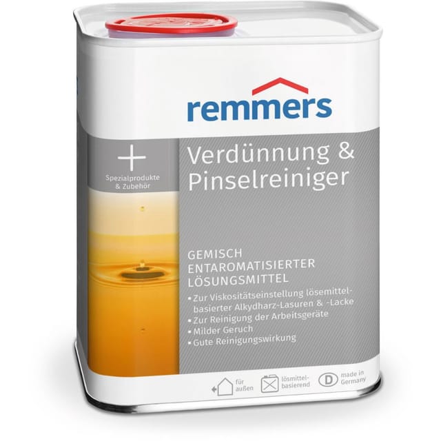 Remmers Verdünnung & Pinselreiniger, 0,75 Liter, Universal Verdünnung, reinigt Pinsel und Arbeitsgeräte, milder Geruch, gute Reinigungswirkung