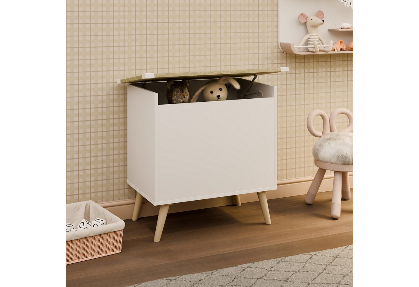 VCM - Holz Sitztruhe Sitzbank Truhe Bosula l
