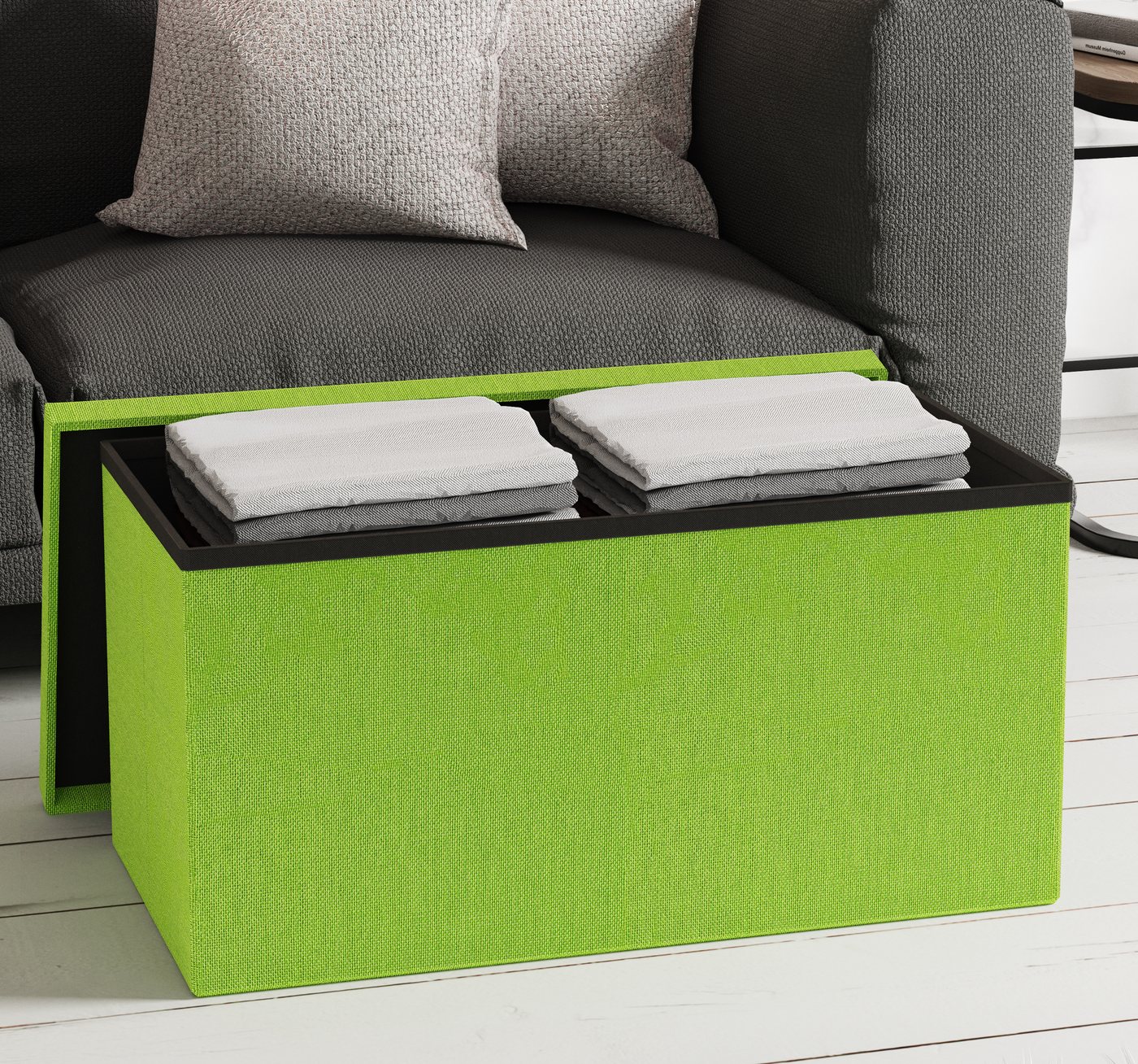 Stoff Sitztruhe Sitzbank Truhe Boxas Bild 2