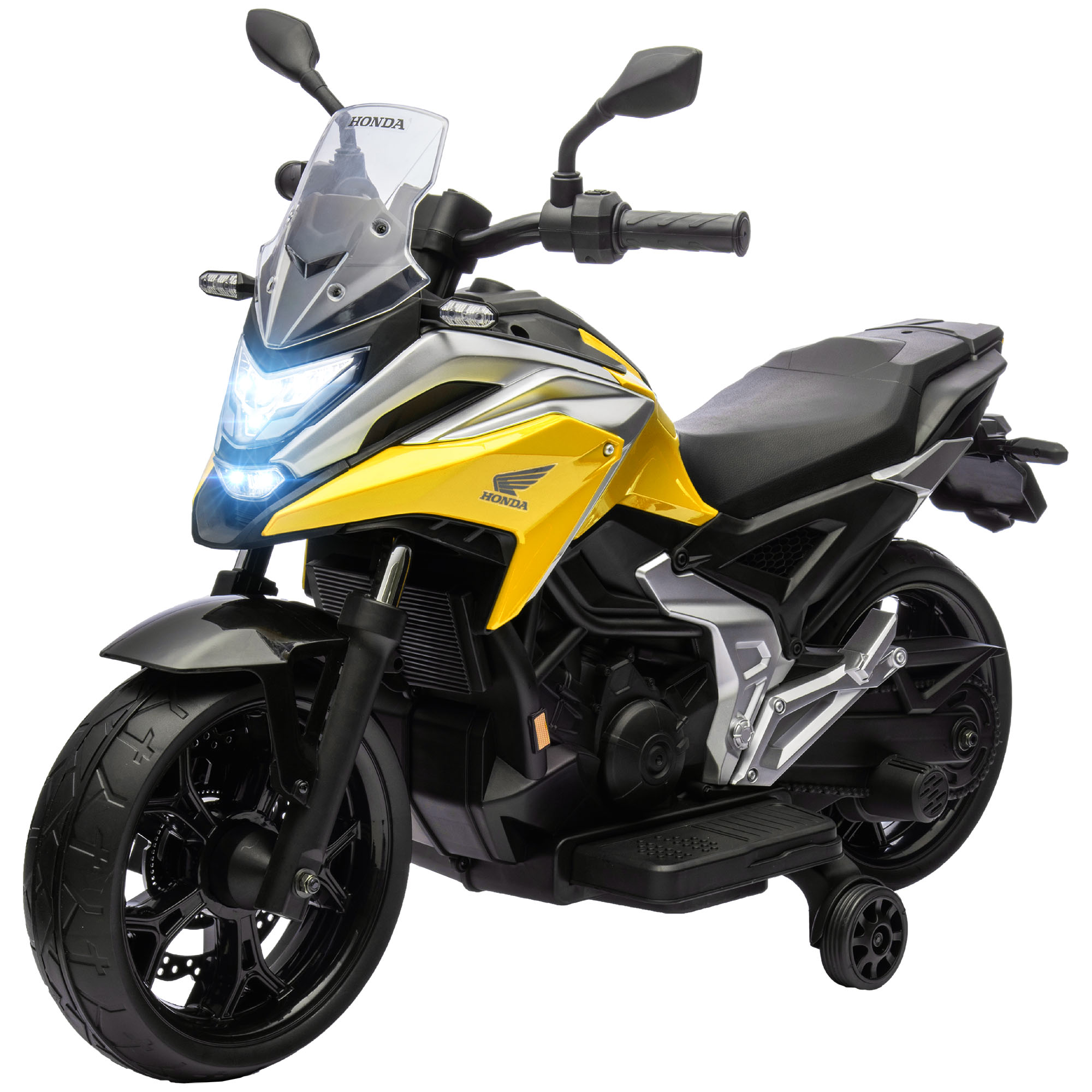 Moto Électrique Enfant Honda, 3 Km/h, Musique Et Lumières, 3-6 Ans, Jusqu'à 30 Kg, Jaune