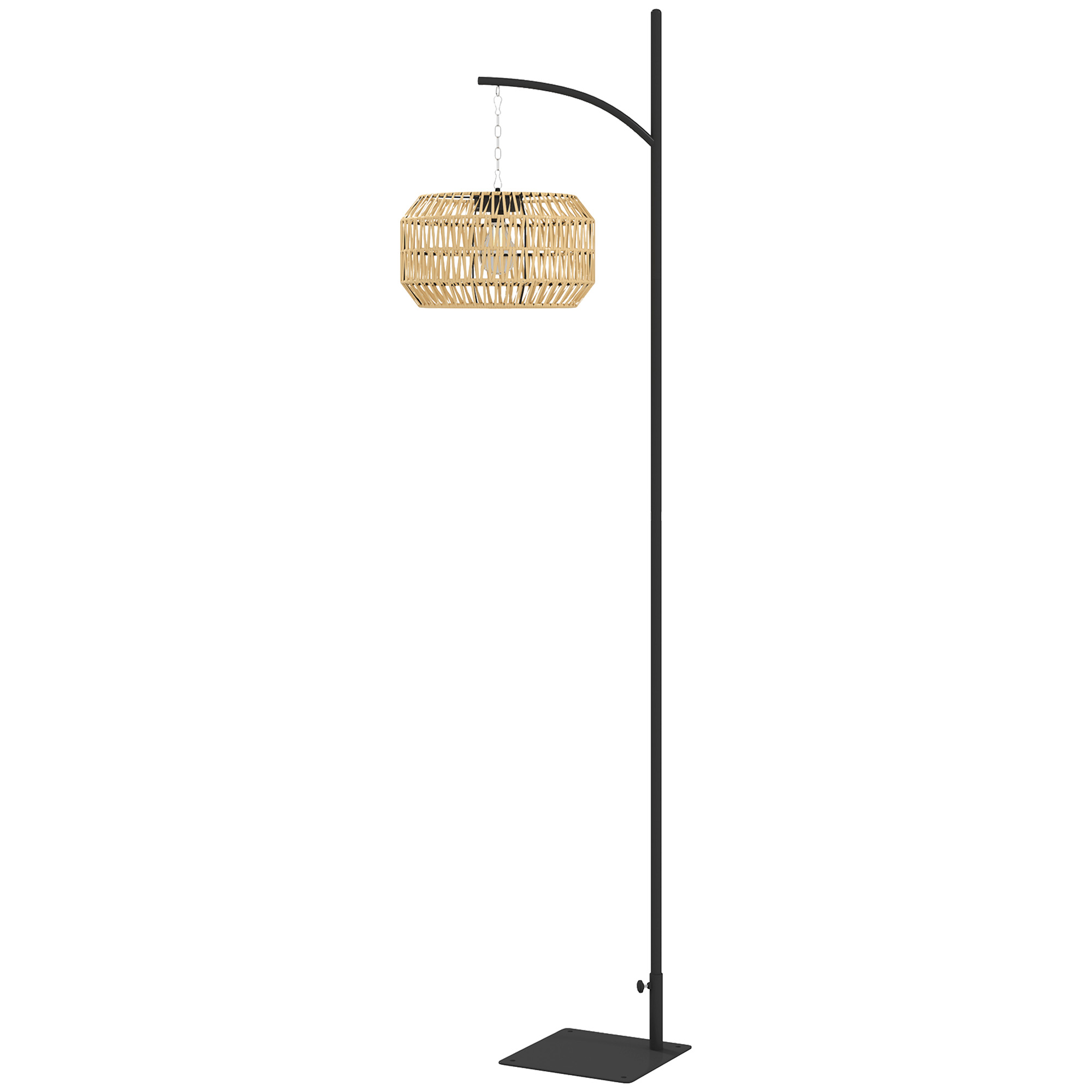 Lanterne Solaire Imitation Rotin, Lampes Solaires Avec Capteur Crépusculaire, Modèle Bohémien Automatique, Étanche Ip44, Noir+jaune