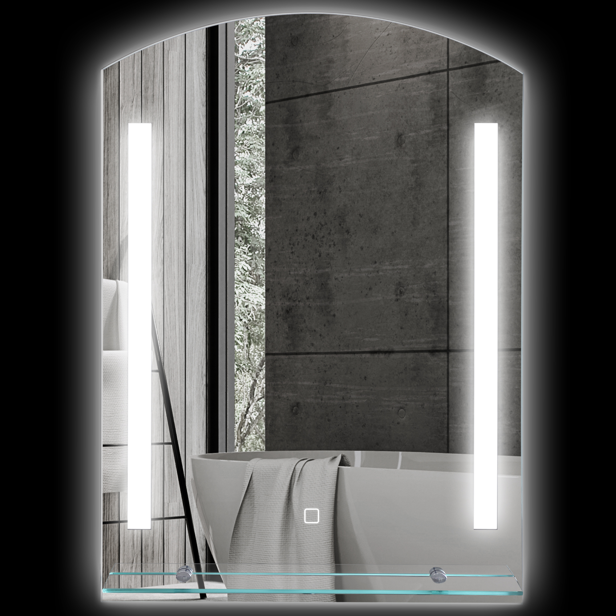 Miroir De Salle De Bain Lumineux Led, Design Élégant Et Haute Qualité, Verre, Aluminium, Plastique, 50 X 12 X 70 Cm