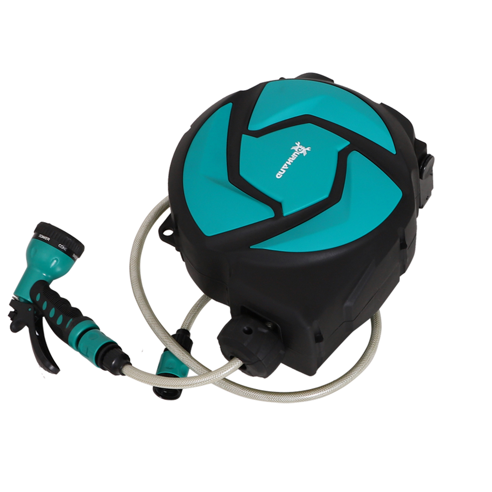 Lanceur De Tuyau Mural 10 M, Enrouleur Automatique, Boîtier Pivotant 180°, Avec Embout Multijet, Antigel -5–45 °c, Vert Noir