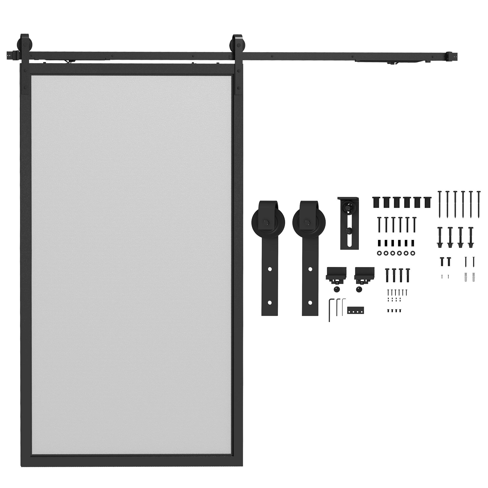 Kit Coulissant Porte Silencieux, Fonctionnement Fluide, Pour Murs En Bois Et Béton, 244 Cm, Acier, Noir