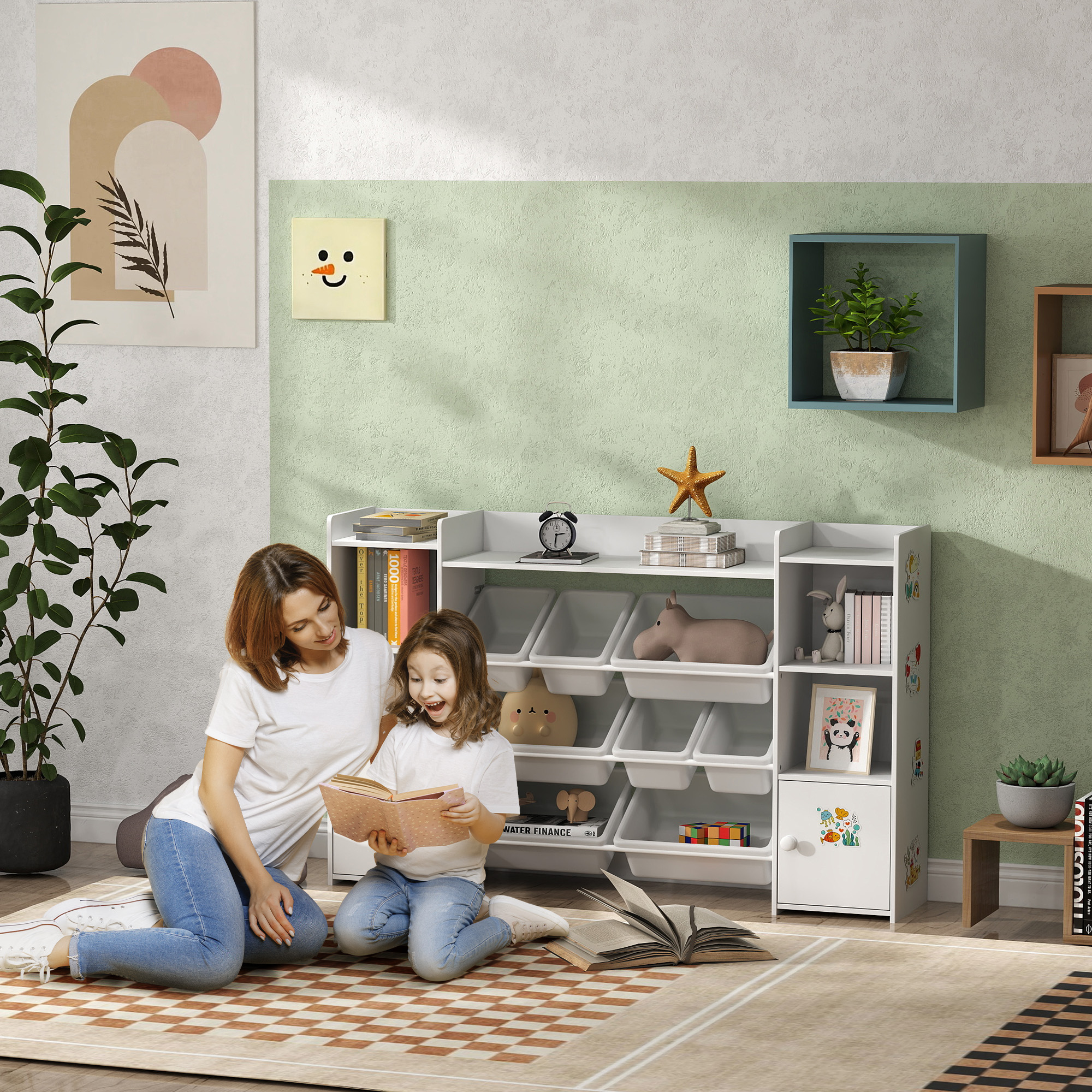 Aufbewahrungsmöbel Für Kinder, Spielzeugregal Mit 8 Herausnehmbaren Schubladen, 140 X 30 X 90 Cm, Weiß