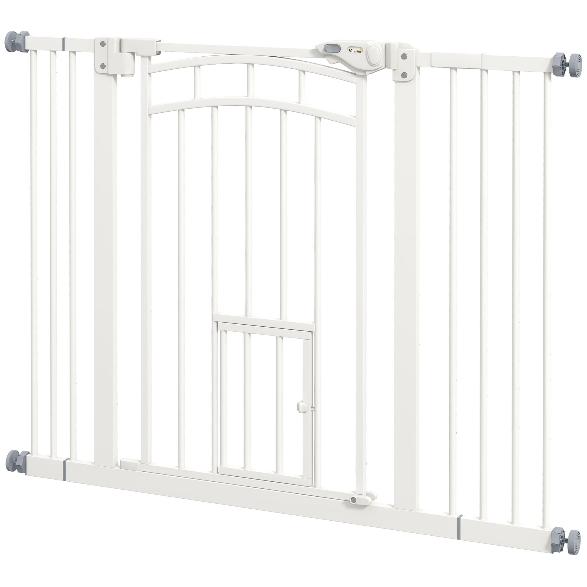 Portillon Automatique Pour Chien/chat, Fermeture Automatique, Manipulation À Une Main, 100x4x76 Cm, Blanc