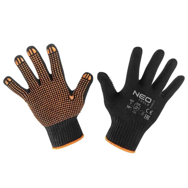 Arbeitshandschuhe mit Noppen schwarz/orange Gr. 10