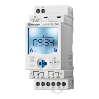 Finder 12.A2.8.230.0000 Zeitschaltuhr für Hutschiene 230 V/AC Astronomisch, Wochenprogramm