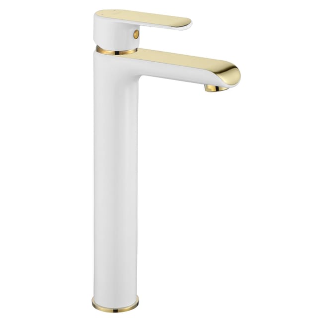 REA - waschbeckenarmatur bloom WEIß gold hoch