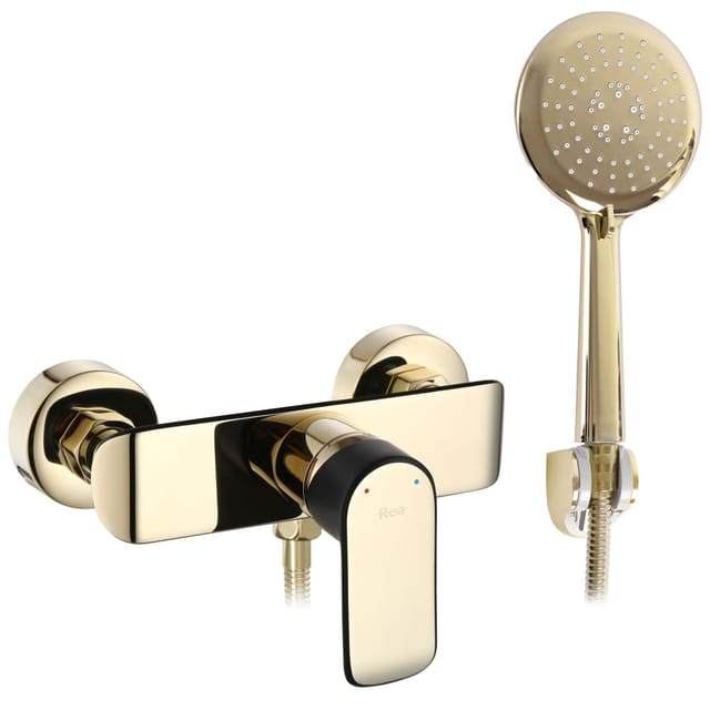 REA - duscharmatur, badarmaturen bloom schwarz/l.gold