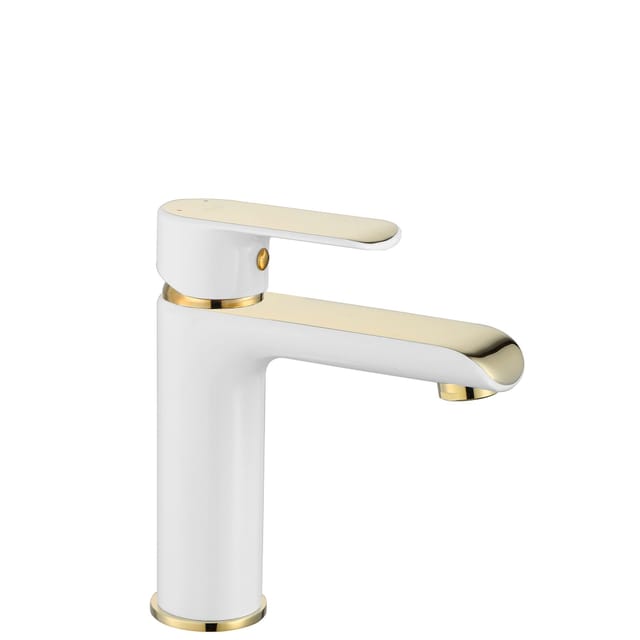 Rea Waschbeckenarmatur Bloom Weiß Gold Low