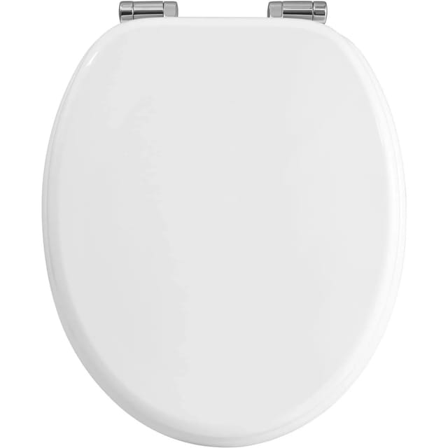 WC-Sitz Toilettensitz mit Absenkautomatik, mdf Holzkern, Softclose Scharnier, Antibakteriell, Desgin Décor, Weiß - Woltu
