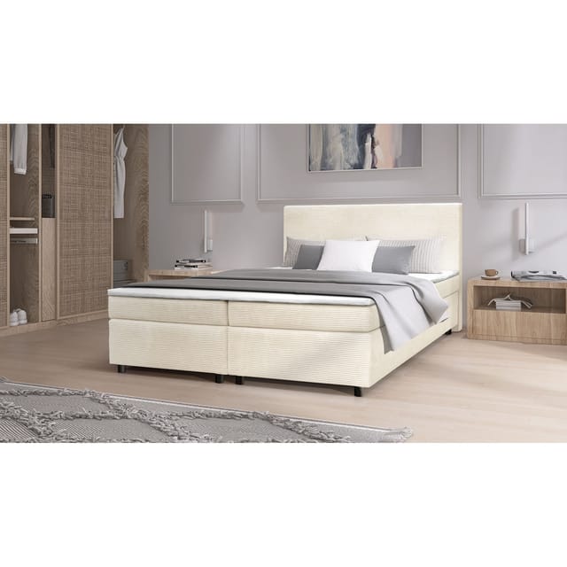 Küchen Preisbombe - Boxspringbett Paxos Cordstoff Beige 180x200 Hotelbett Bonellfederkern Bett