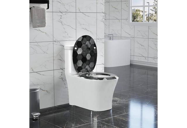 WOLTU Toilettendeckel, WC Sitz mit Absenkautomatik, einfach Reinigung, O Form Toilettensitz mit Verstellbaren Scharnieren, MDF, Grau