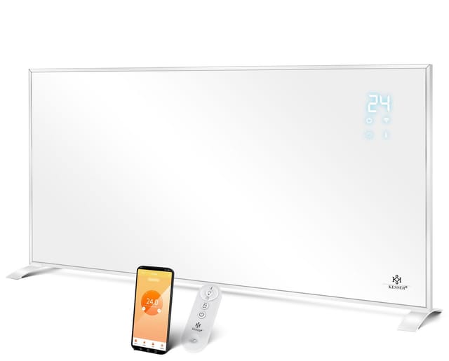 KESSER® Infrarotheizung Energiesparend Infrarot Standgerät & Wandmontage Elektroheizung mit Fernbedienung Thermostat & App-Steuerung Elektrisch Heizpaneel Heizung Konvektor Standfüße
