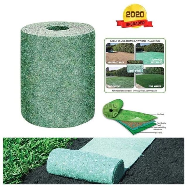 Choyclit Grassamenmattenrolle, Biologisch Abbaubare Graswachstumsmatte, Grassamenmatte, Dünger, Gartenpicknick, Gartenarbeit, Rasenpflanzmatte (3 × 0,2 M)