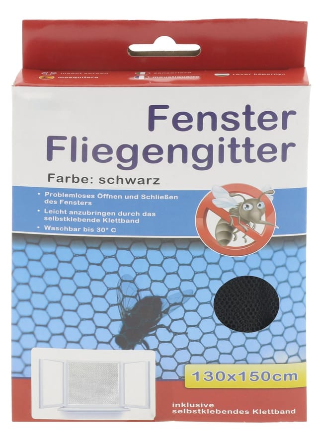 Insektennetz 130x150cm Mit Klettband Schwarz Fliegengitter