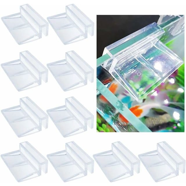 Shining House - 10 Stück Aquarium-Stütze, Acryl-Aquarium-Stützklammern, Klemme, Aquarium-Stützzubehör für Aquarien(6 mm)