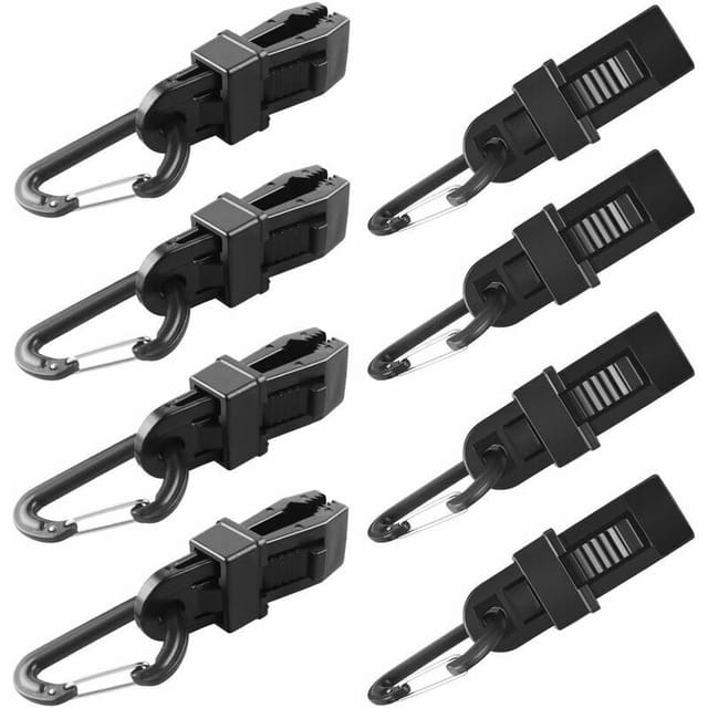Shining House - x Zeltplanen-Clip (8,5 x 3 cm), robuster Zelt-Clip für Camping, robuster Verschlussclip, schwarze Zeltklemme, Planenbefestigungen für