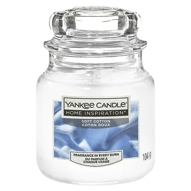 Yankee Candle Duftkerze Kleines Glas Soft Cotton 104g weiß Duft Kerze Duftkerzen