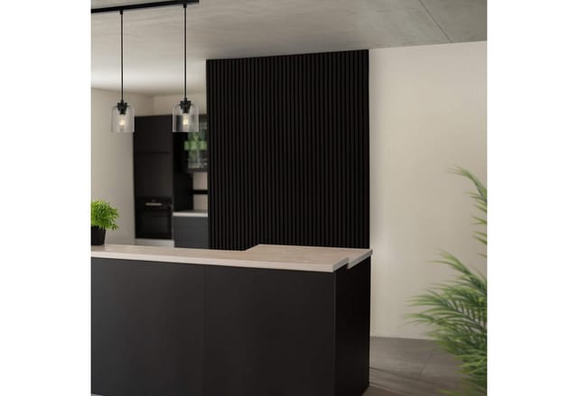 HOME DELUXE Akustikpaneel SONIC Deep Black - 240 x 40 cm I Akustikpaneel Akustikpaneele Akustik Paneele Wandverkleidung Wandpaneel Wandpaneele