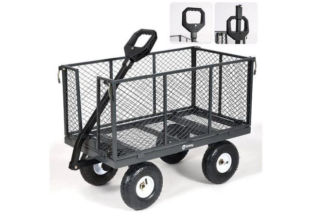 Transportkarre Gerätewagen Bollerwagen Handwagen mit Plane Gartenwagen bis 500 kg, Grau - Sekey