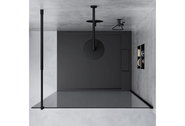 Duschwand für Dusche Duschabtrennung 80x200cm Walk-In Schwarz ESG-Sicherheitsglas 8mm nano Glas BRAM1 Bremen1VG - Mai&mai
