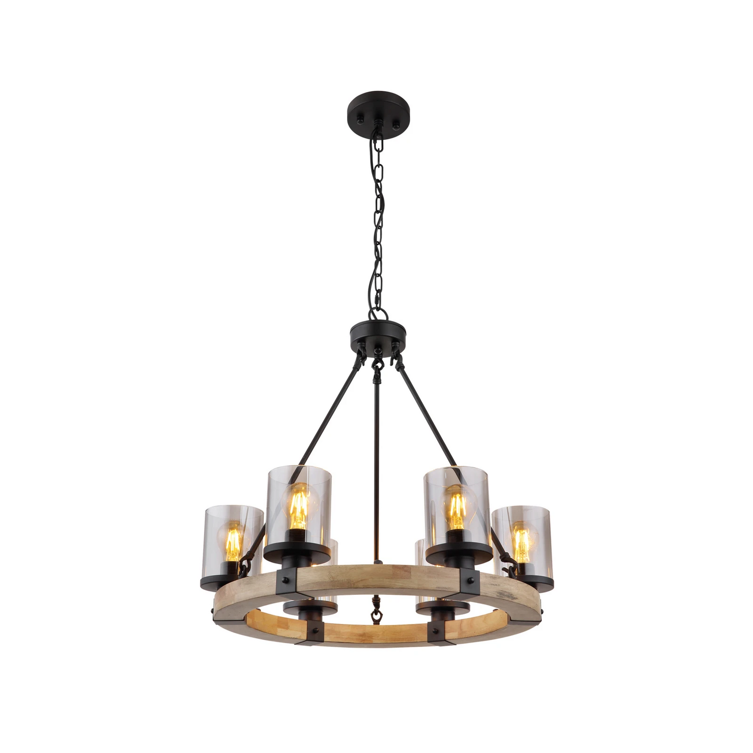 [gebraucht] B-ware Globo Hängeleuchte Pendelleuchte Lila Mit Holzring Rund Sechsflammig Lampe Spot