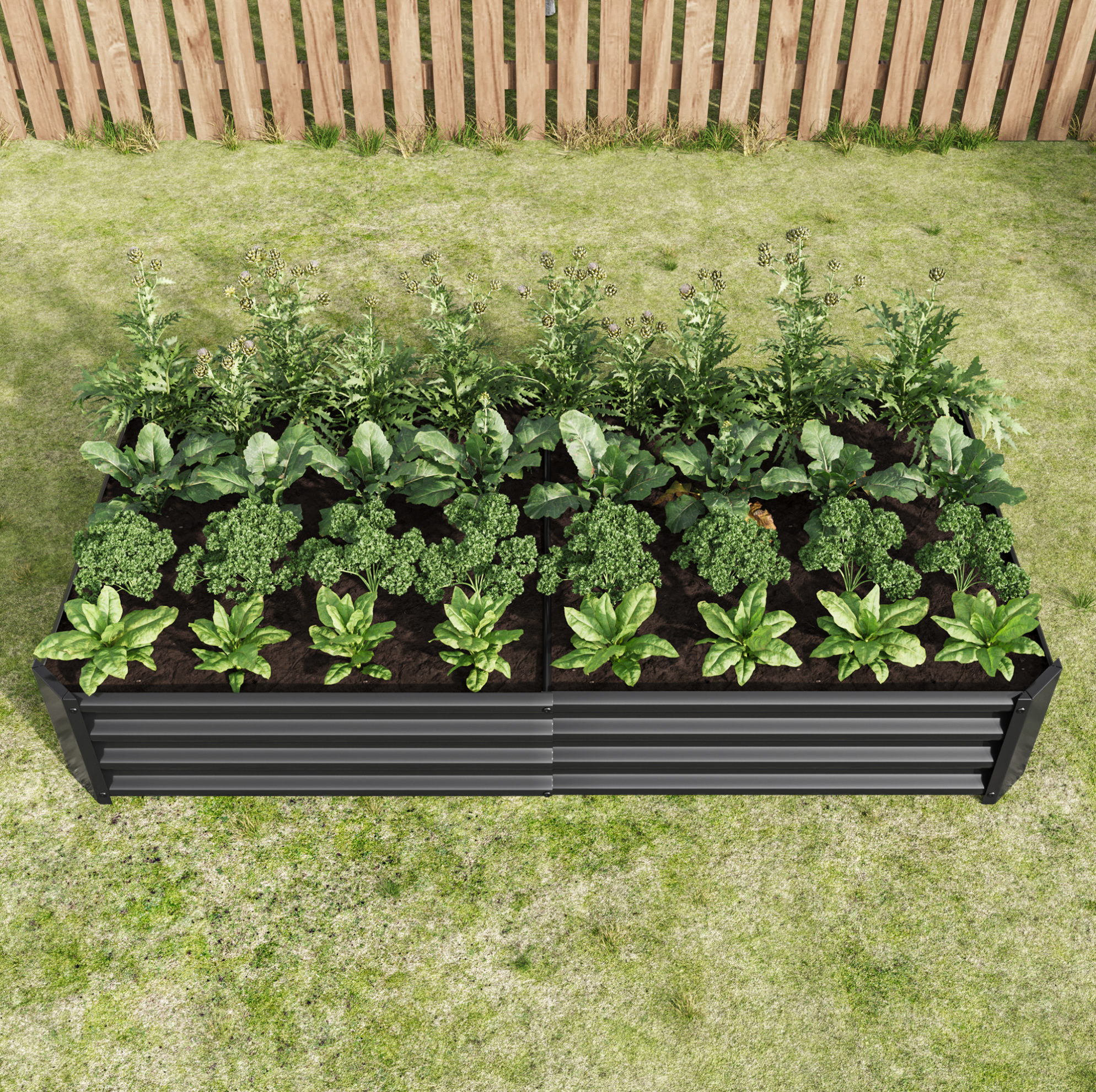 Hochbeet Aus Metall 180 X 90 X 30 Cm, Ohne Boden, Schwarz Havrya