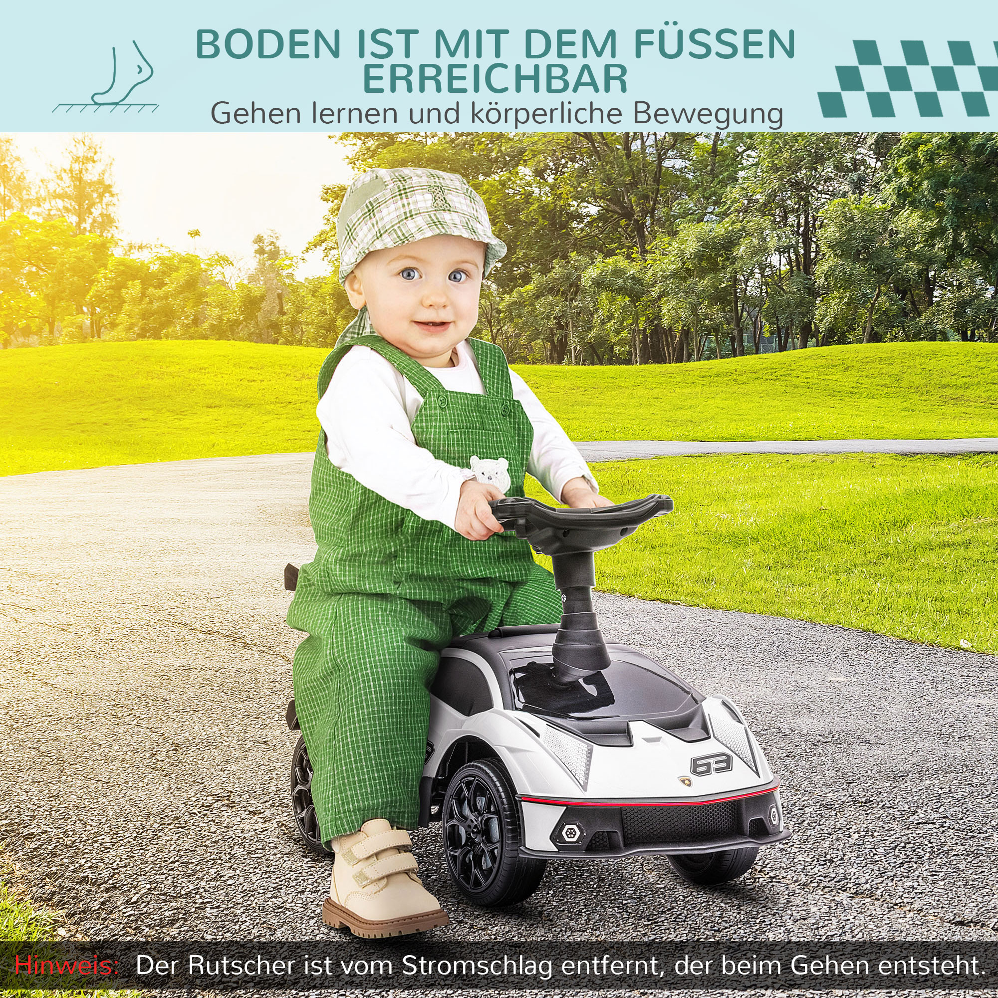 Lamborghini Kinder-elektroauto Mit Soundeffekten Und Überrollschutz, Abmessungen: 67 X 28 X 38 Cm.