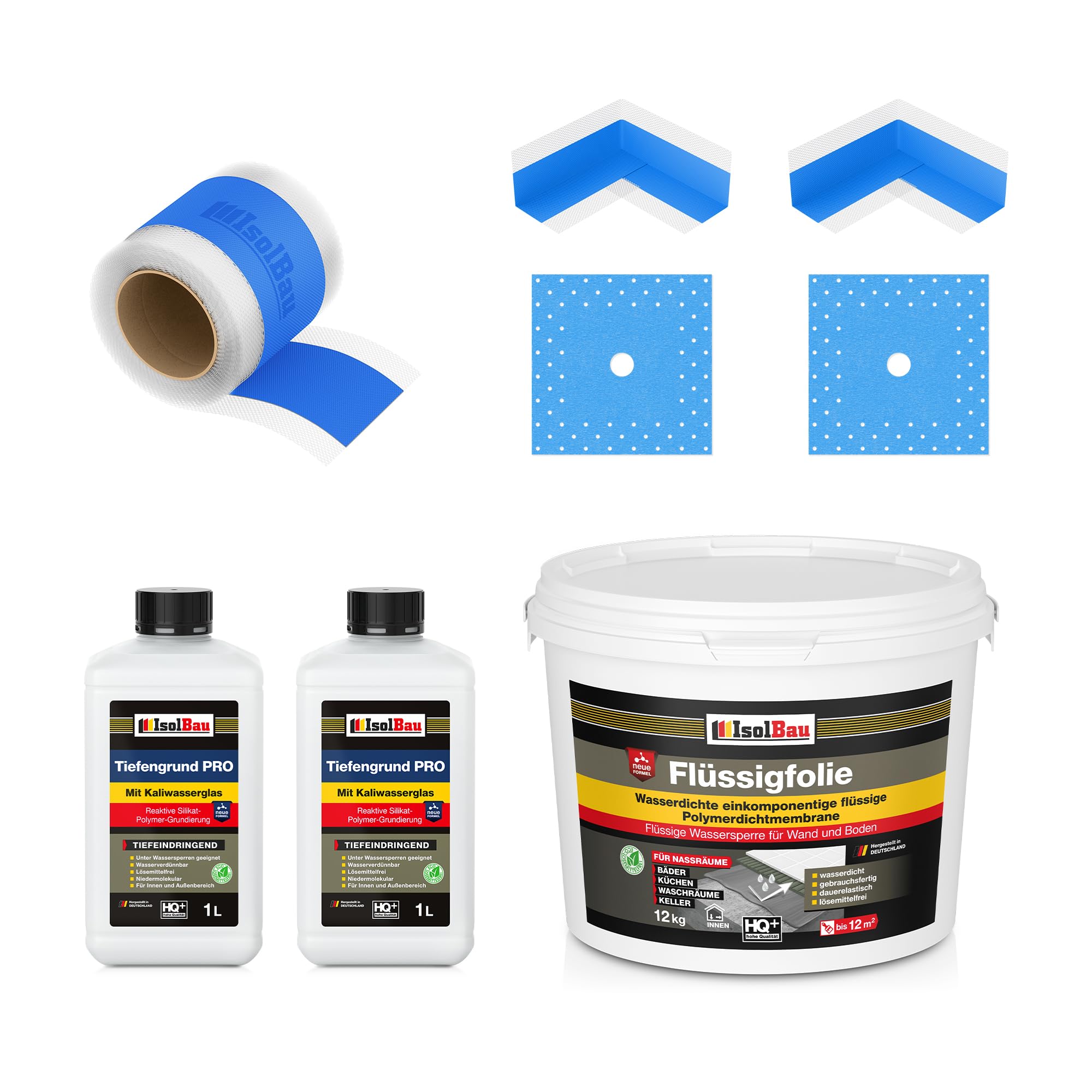 Dichtset Dusche Flüssigfolie 12 Kg Abdichtset Bad Dichtband Duschelement Set