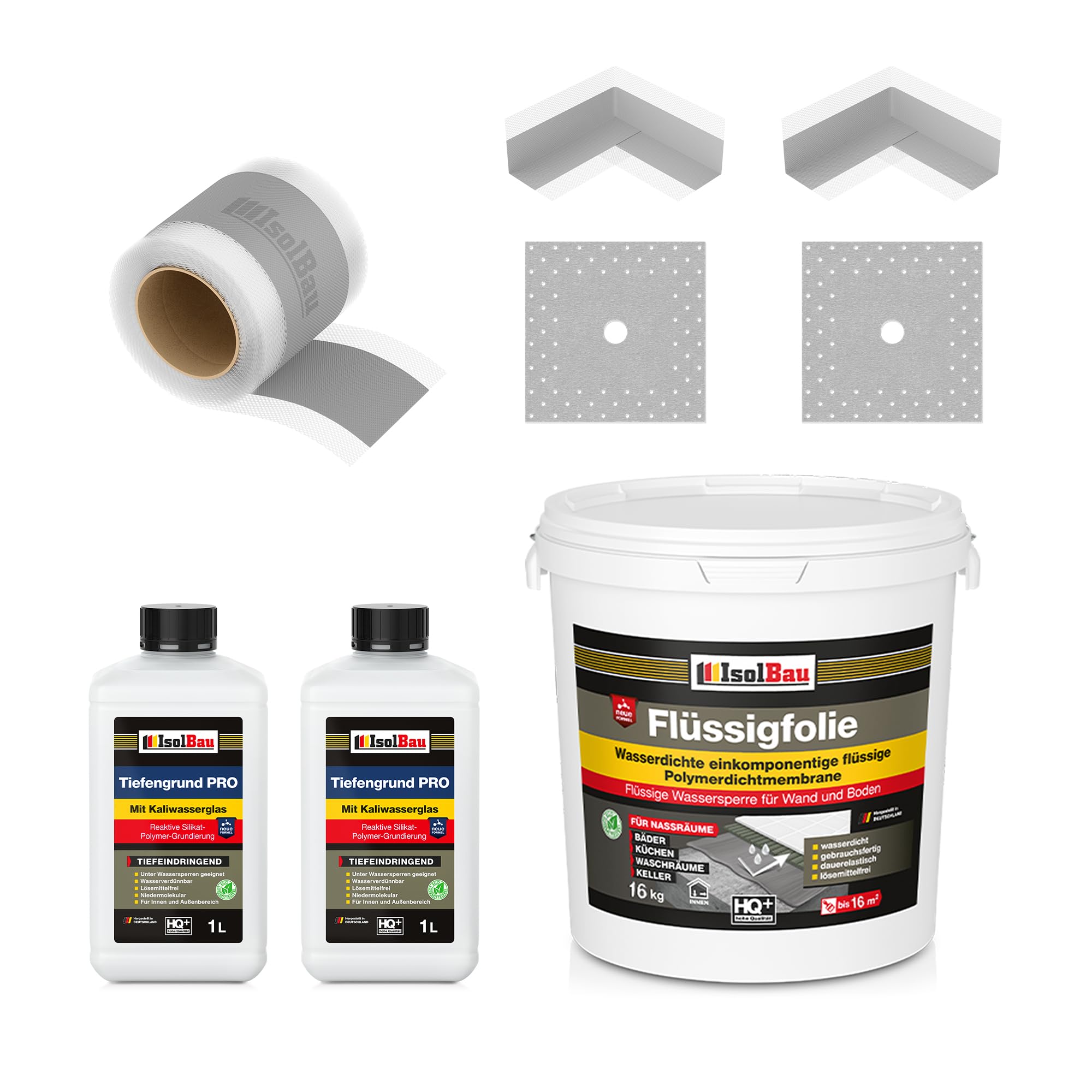 Dichtset Flüssigfolie 16kg Dusche Bad Dichtband Dichtfolie Dichtecke Tiefengrund