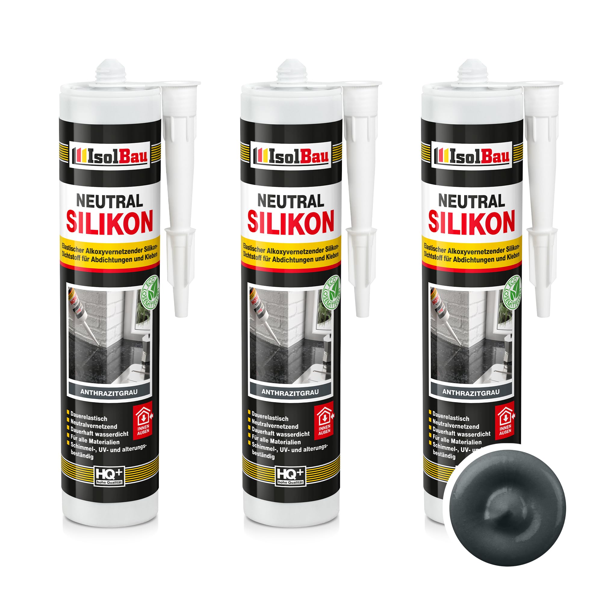 Neutralsilikon Naturstein Silikon Marmor Sanitär Inn/auß 3 X 300ml Anthrazitgrau