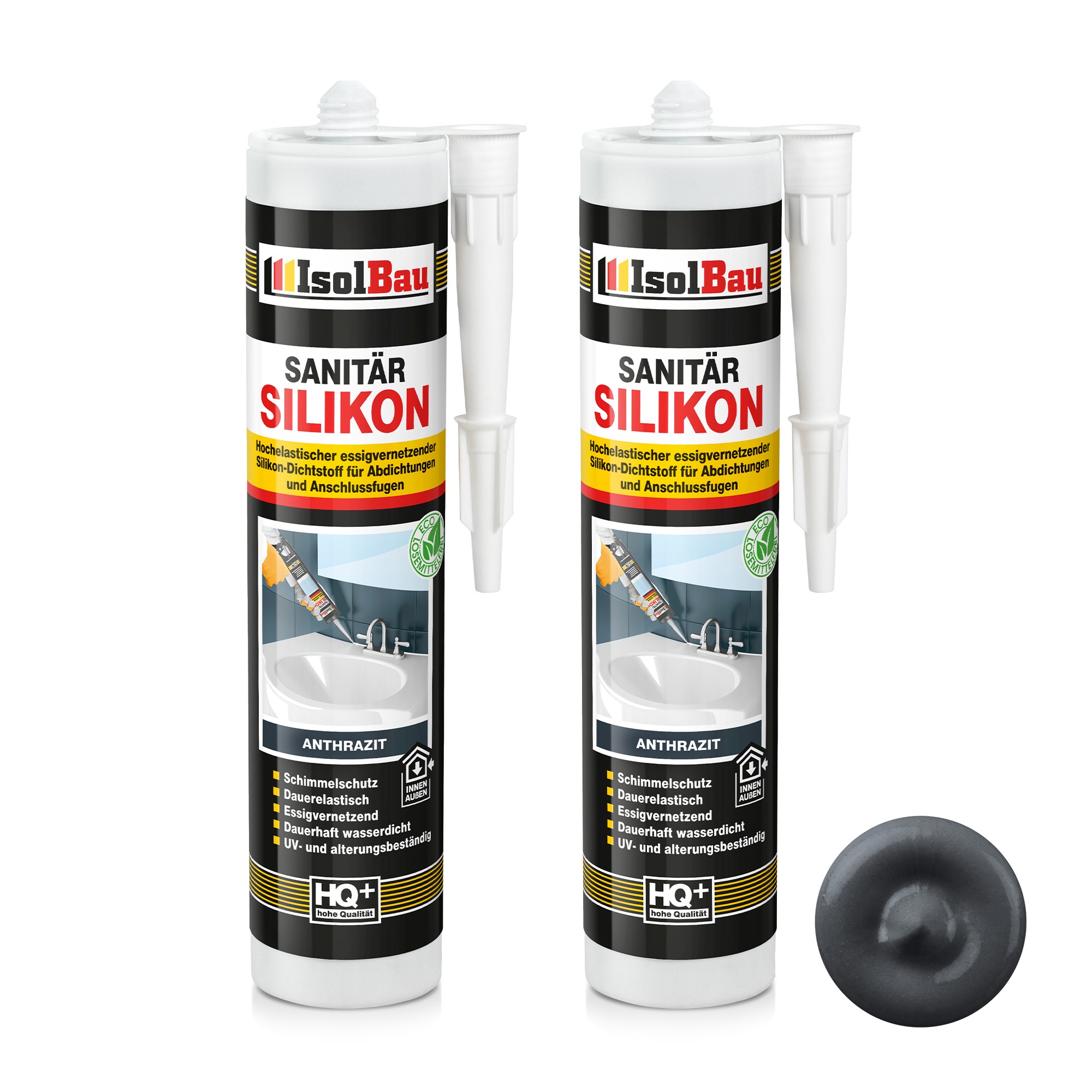 Sanitär Silikon Anthrazit 2 X 300 Ml Dichtstoff Küche Abdichten Kleben Dusche