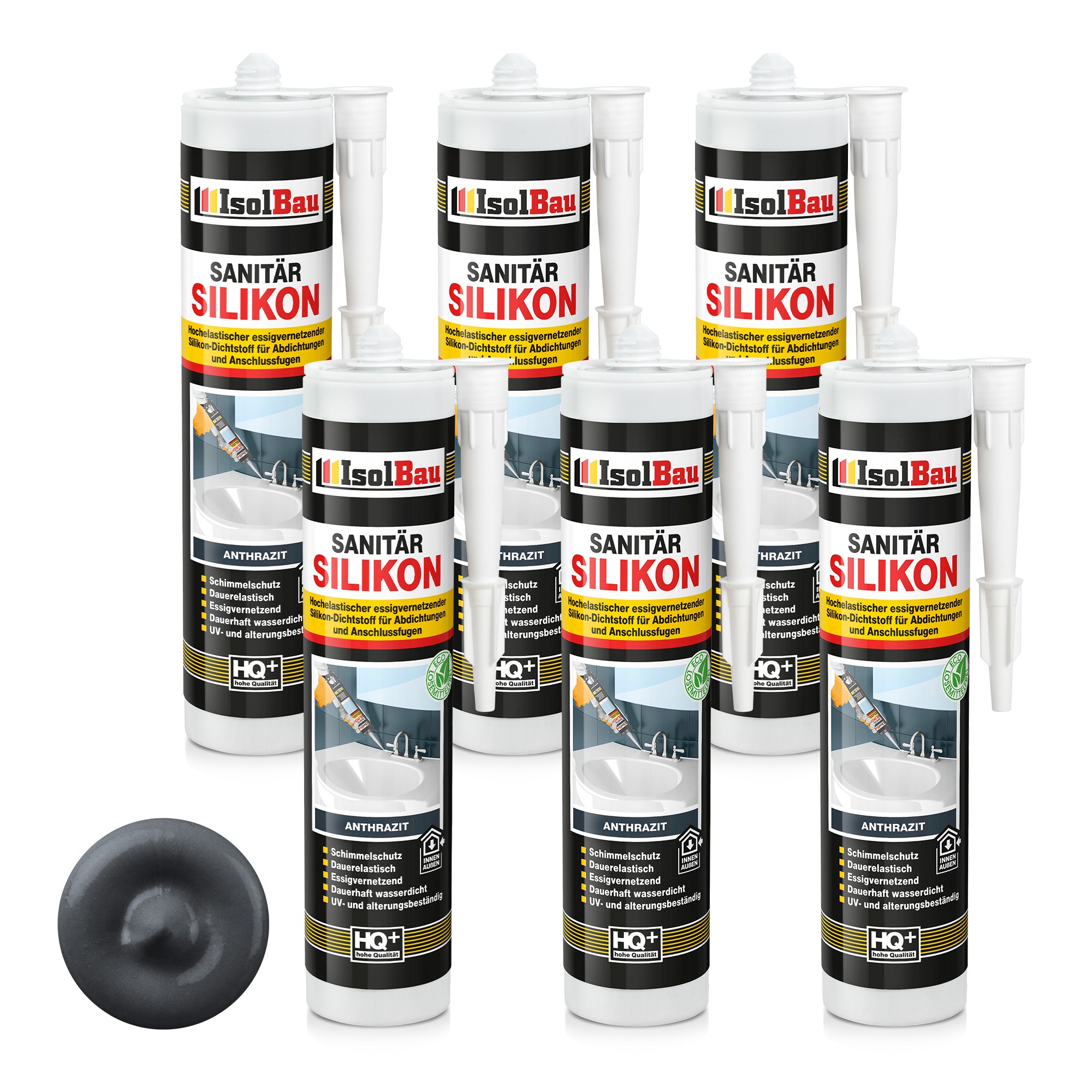 Sanitär Silikon Anthrazit 6 X 300 Ml Abdichten Küche Kleber Dichtstoff Dusche