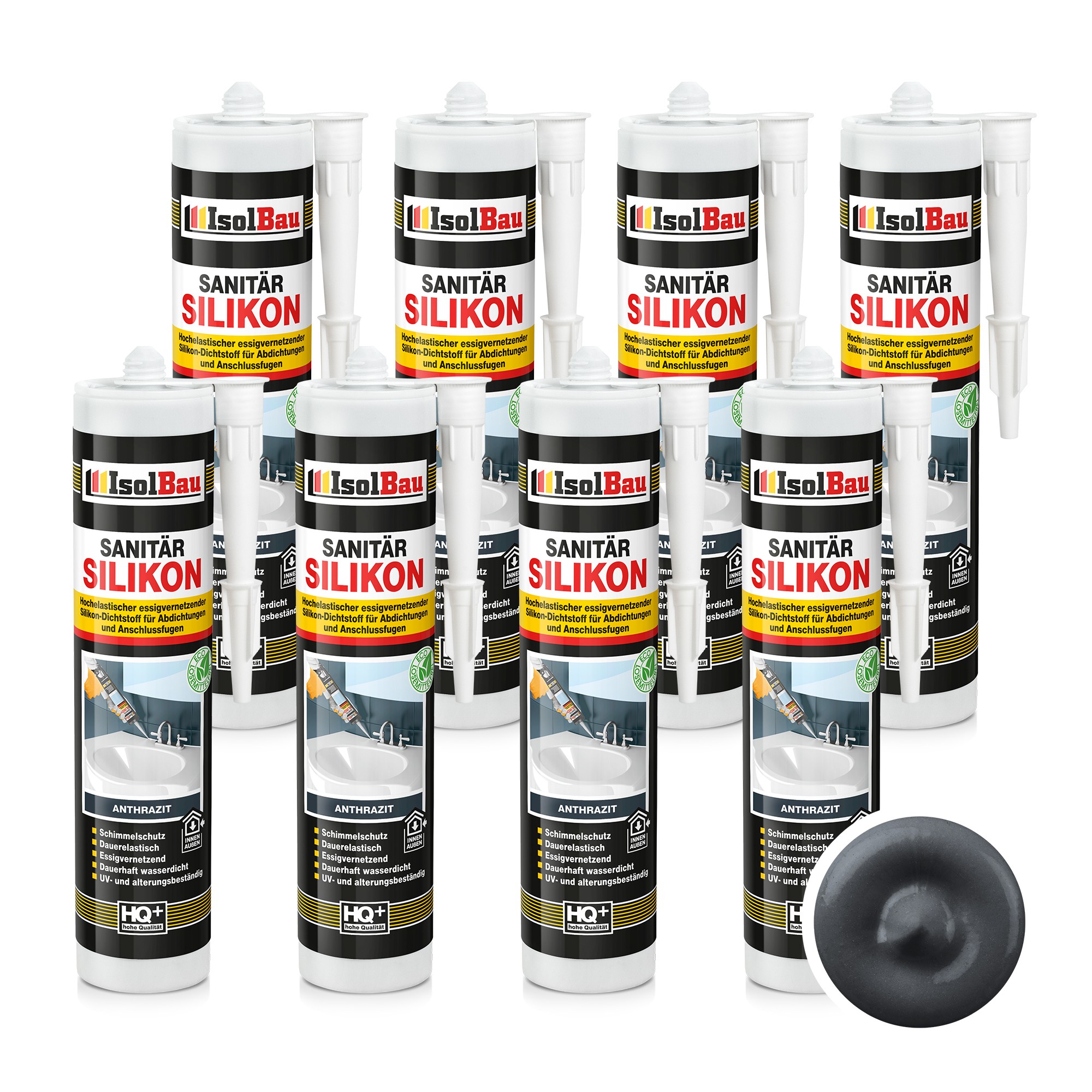 Sanitär Silikon Anthrazit 8 X 300 Ml Abdichten Kleber Dichtstoff Dusche Küche