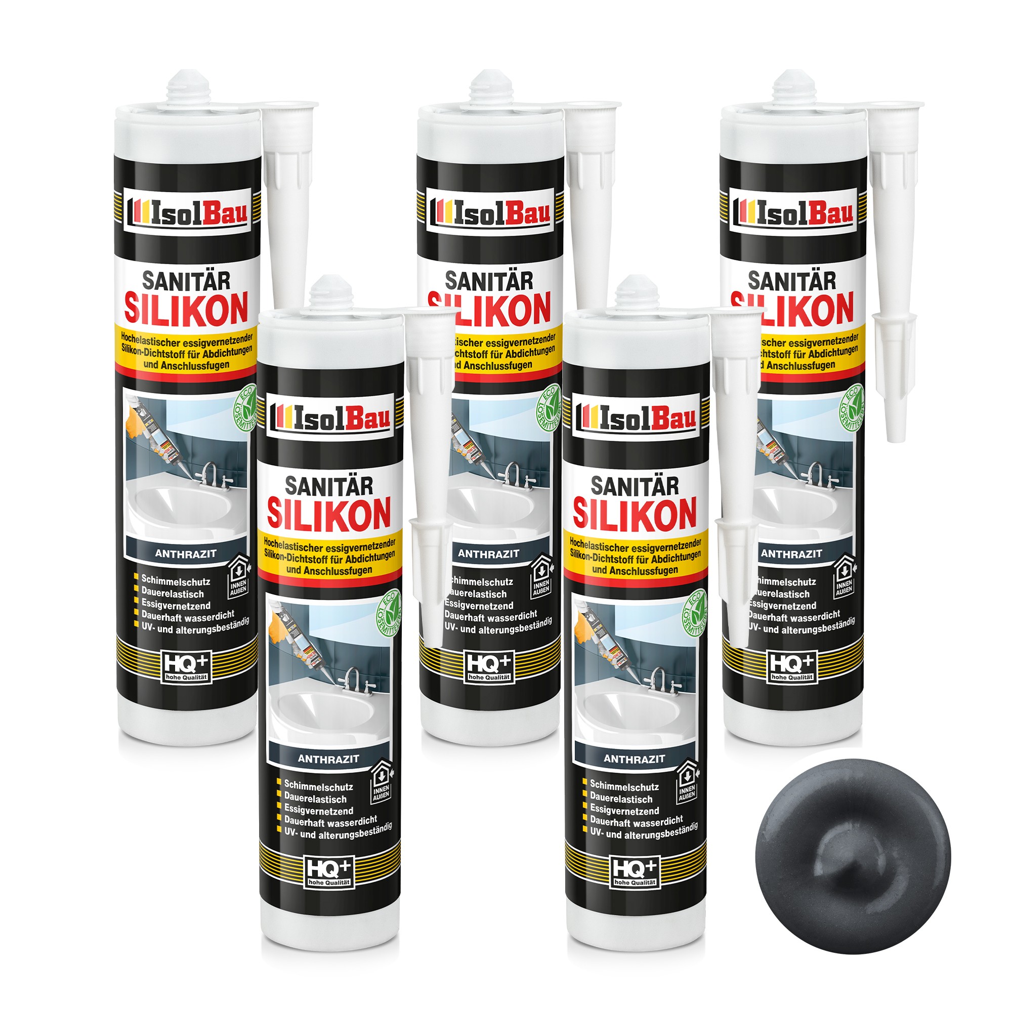 Sanitär Silikon Anthrazit 5 X 300 Ml Abdichten Dusche Küche Kleber Dichtstoff