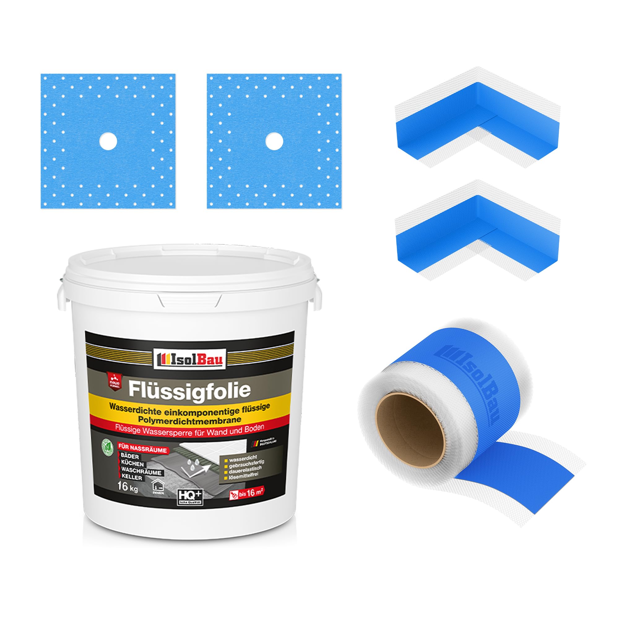 Dichtset Dusche Flüssigfolie 16 Kg Abdichtset Dichtband Duschelement Bad Set