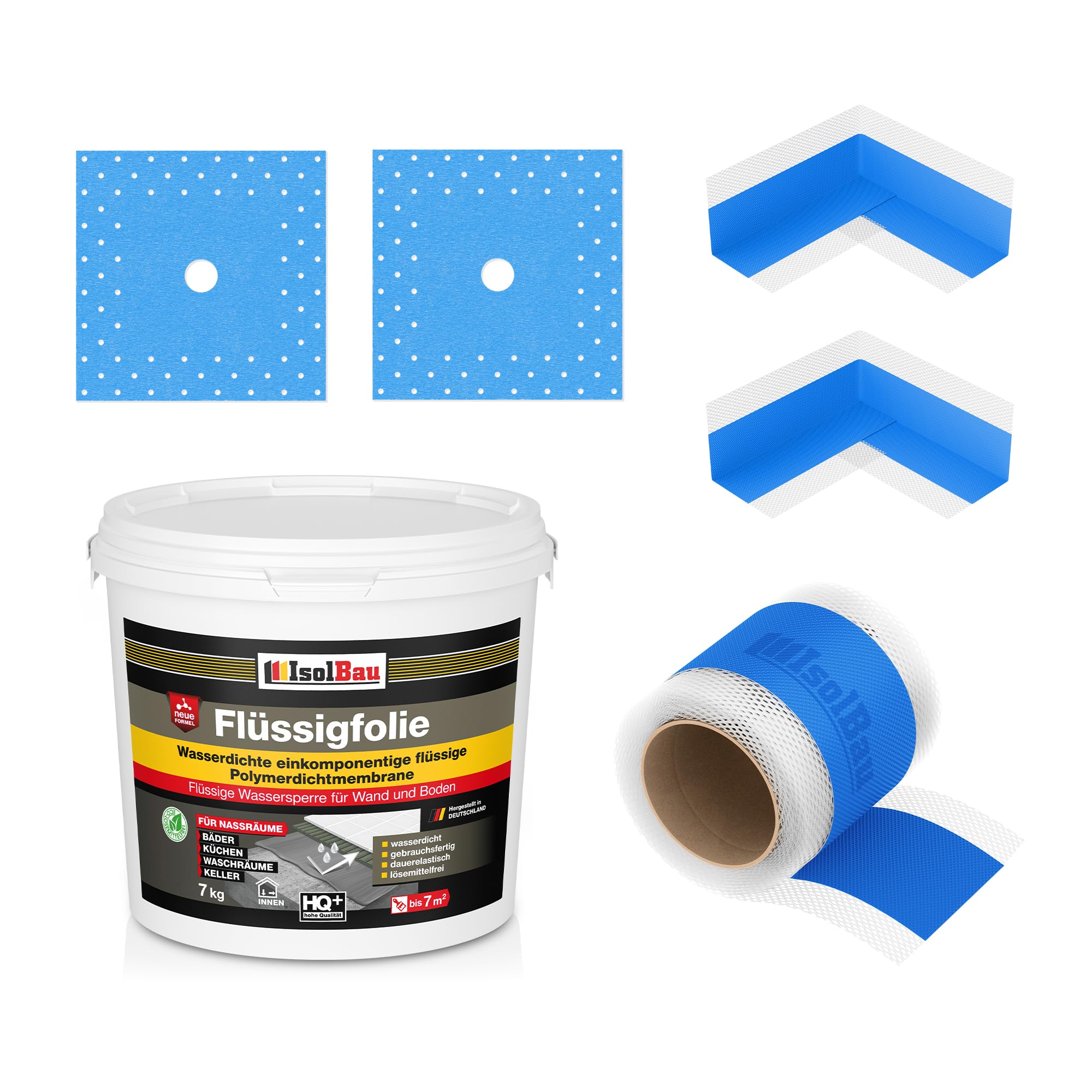 Dichtset Dusche Flüssigfolie 7 Kg Abdichtset Dichtband Duschelement Bad Set