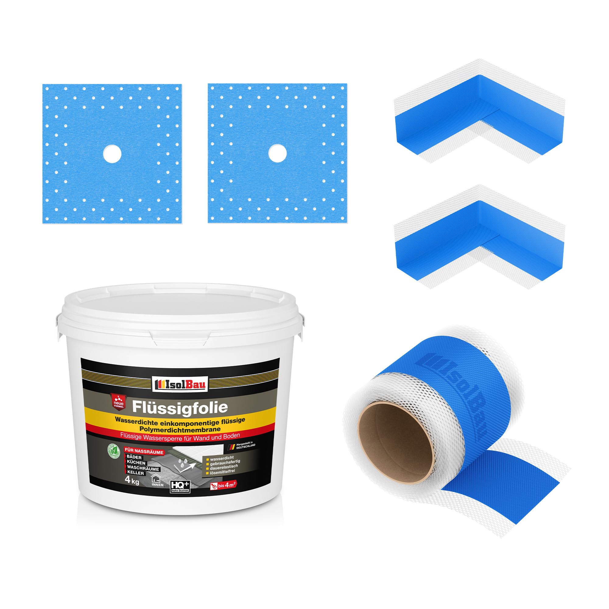 Dichtset Dusche Flüssigfolie 4 Kg Dichtband Abdichtset Bad Duschelement Set