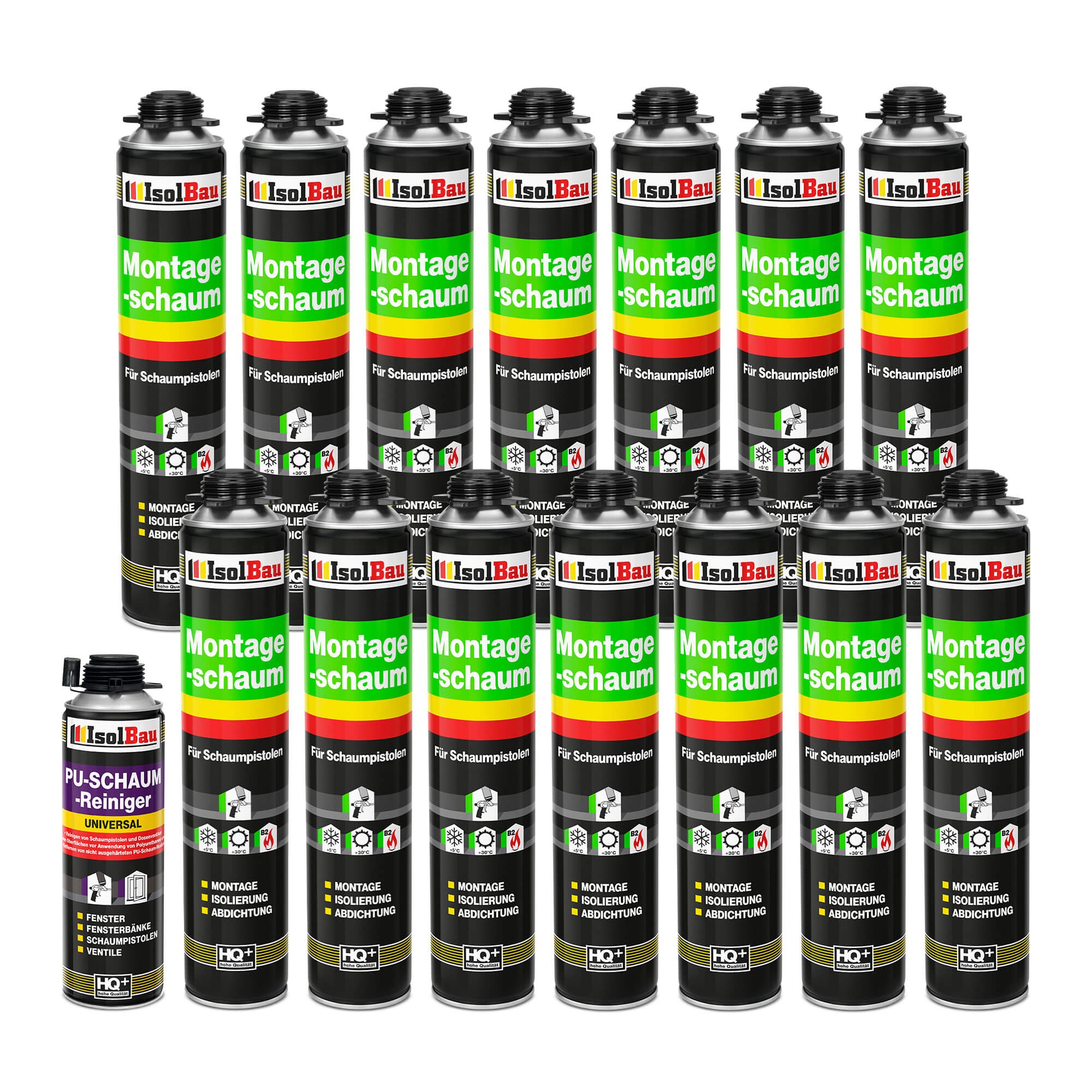Pistolenschaum Montageschaum Bauschaum 14 X 750ml + 1 X Pu-reiniger 500ml Set