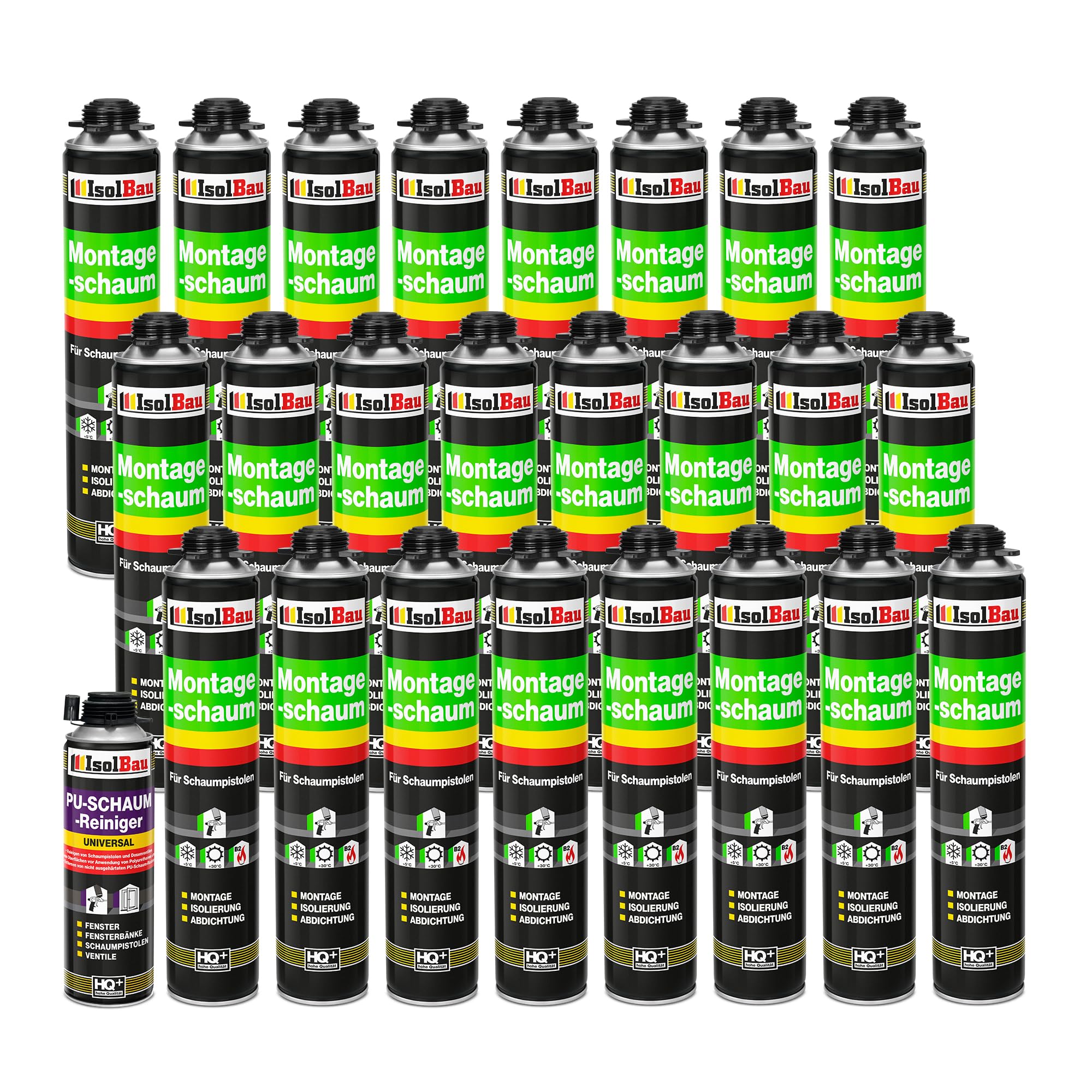 Pistolenschaum Montageschaum Bauschaum 24 X 750ml + 1 X Pu-reiniger 500ml Set