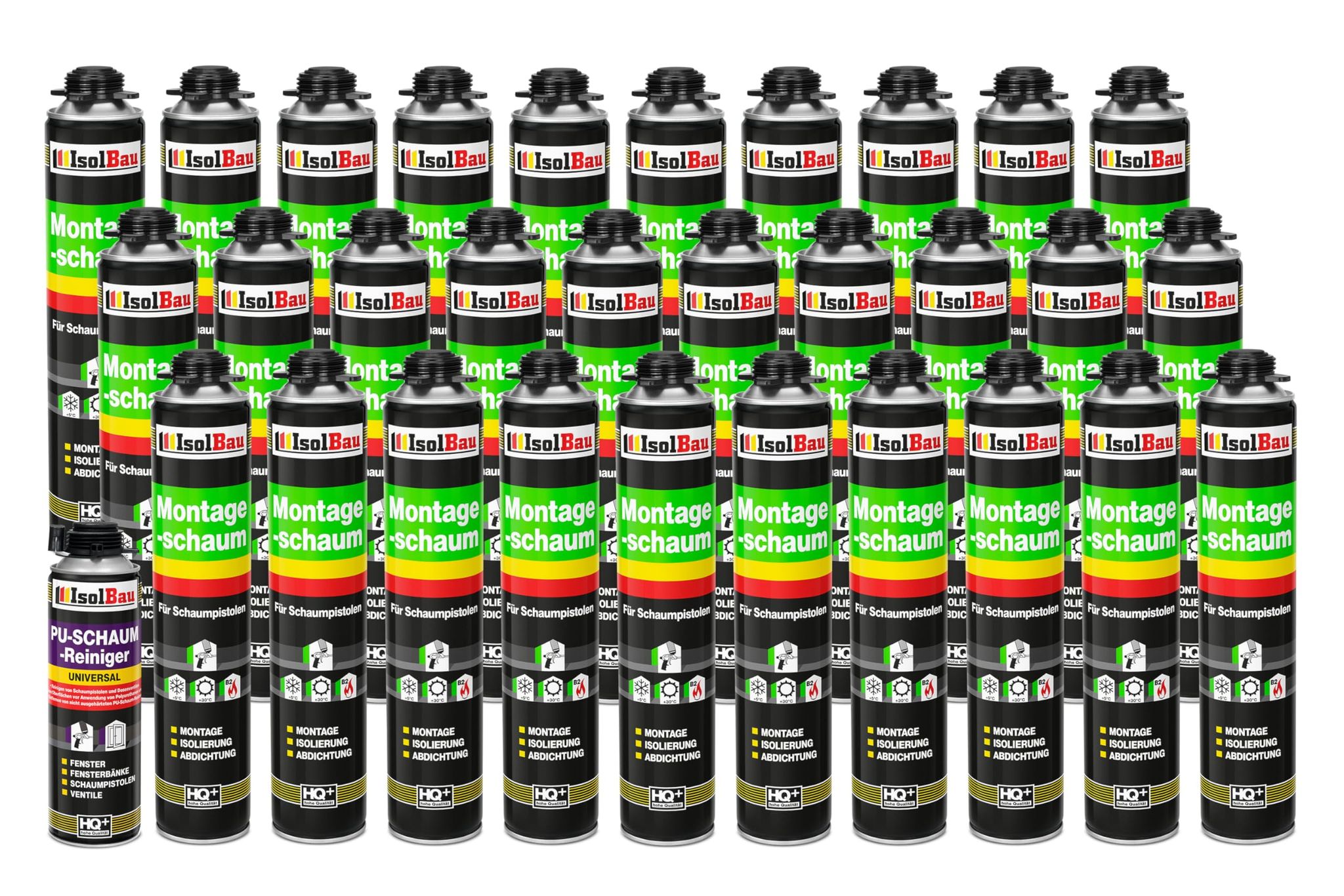 Pistolenschaum Montageschaum Bauschaum 30 X 750ml + 1 X Pu-reiniger 500ml Set