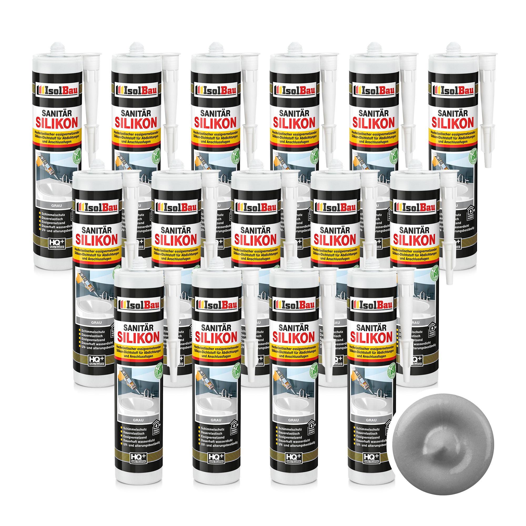 Sanitär Silikon Grau 15 X 300 Ml Dichtstoff Bad Küche Dusche Abdichten Kleben