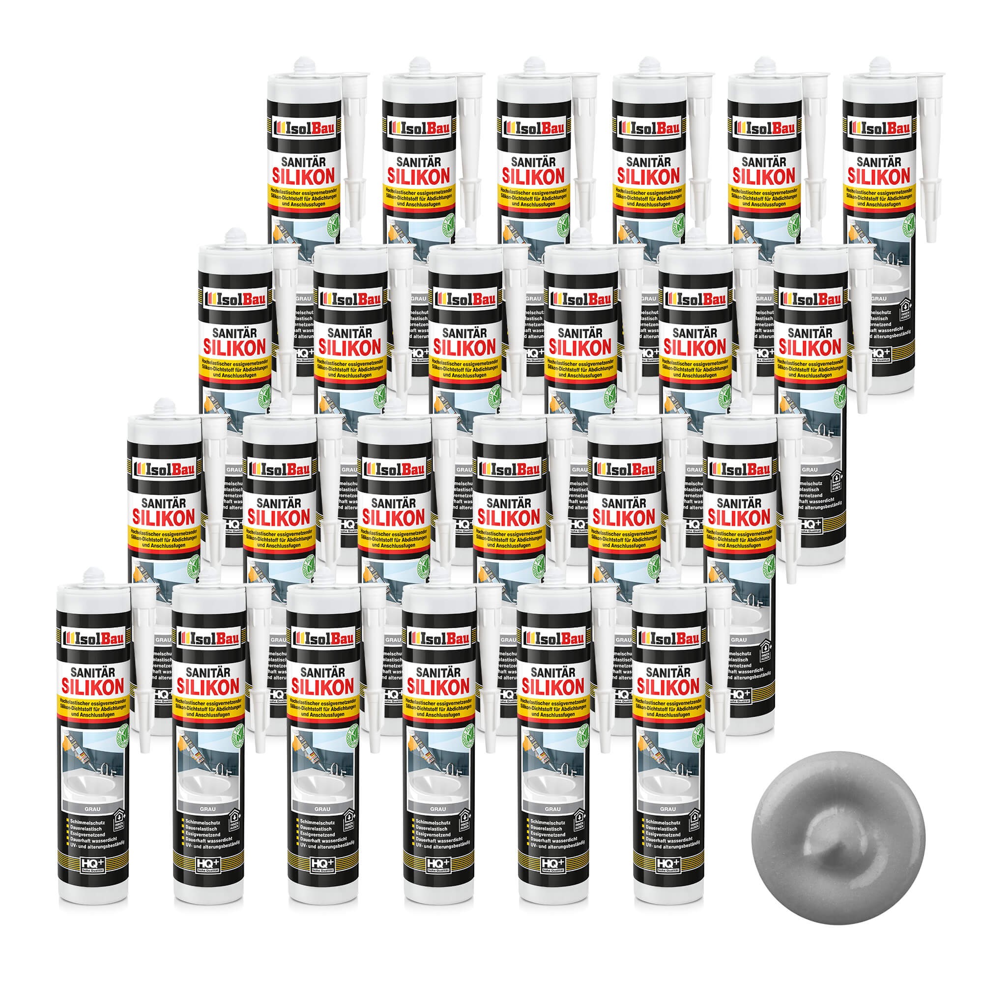 Sanitär Silikon Grau 24 X 300 Ml Dichtstoff Dusche Abdichten Kleben Bad Küche
