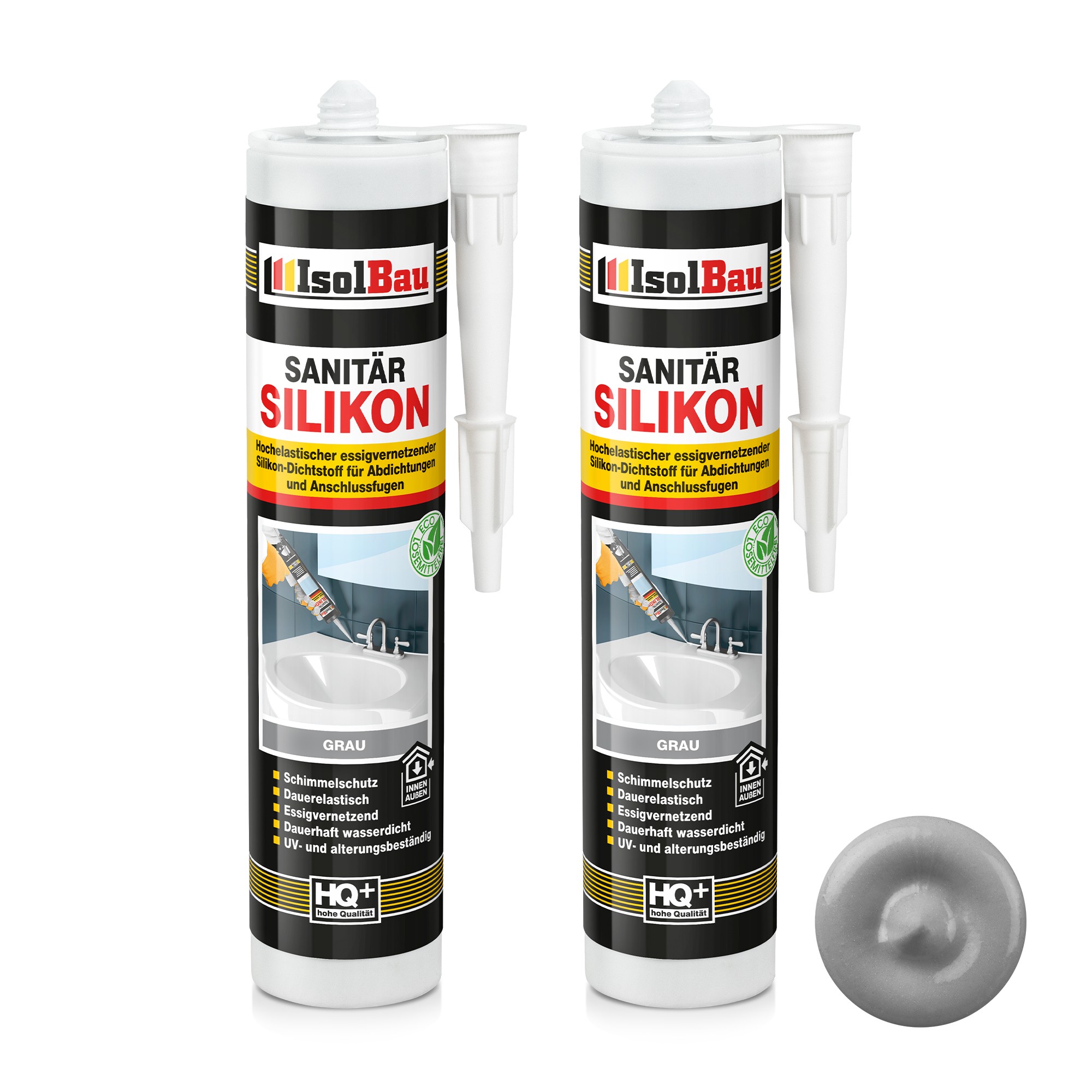 Sanitär Silikon Grau 2 X 300 Ml Dichtstoff Küche Dusche Abdichten Bad Kleben